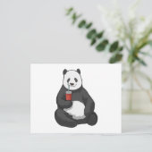 Panda met drank briefkaart (Staand voorkant)