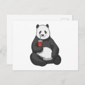 Panda met drank briefkaart (Voorkant / Achterkant)