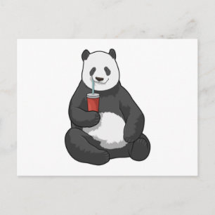 Panda met Drank Briefkaart