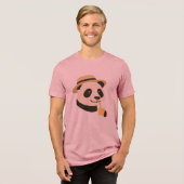 Panda met drank Tri-Blend T-shirt (Voorkant volledig)