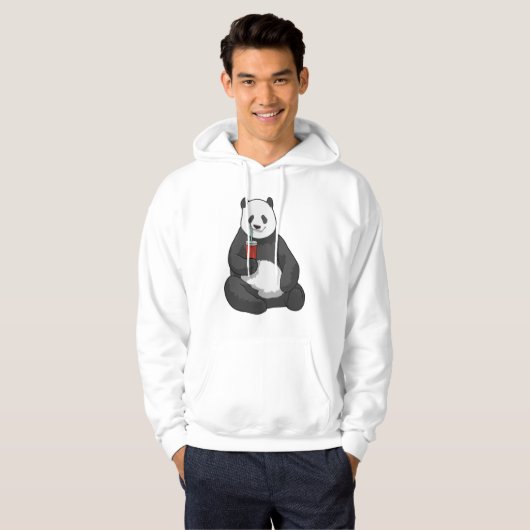 Panda met Drink Hoodie (Voorkant volledig)