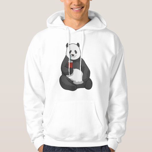 Panda met Drink Hoodie (Voorkant)