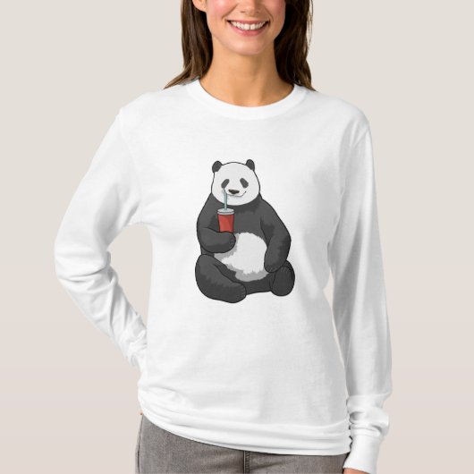Panda met Drink T-shirt (Voorkant)