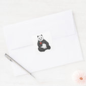Panda met Drink Vierkante Sticker (Envelop)