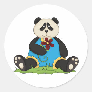 Panda met een bloem Stickers