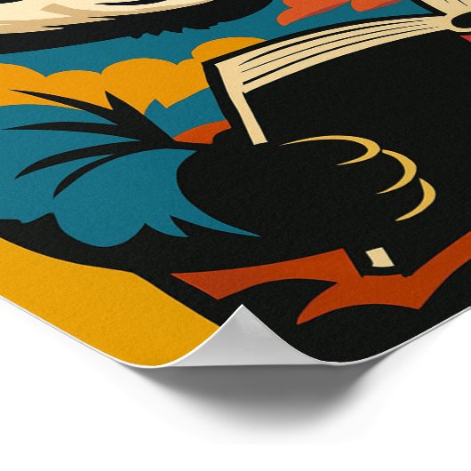 Panda met een boek - sta op en lees! poster (Hoek)