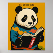 Panda met een boek - sta op en lees! poster (Voorkant)