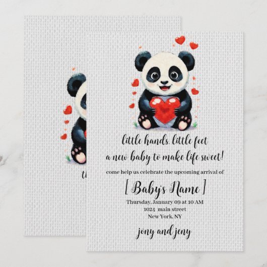 Panda met een Hart - Liefdevolle Schildering Kaart (Voorkant / Achterkant)