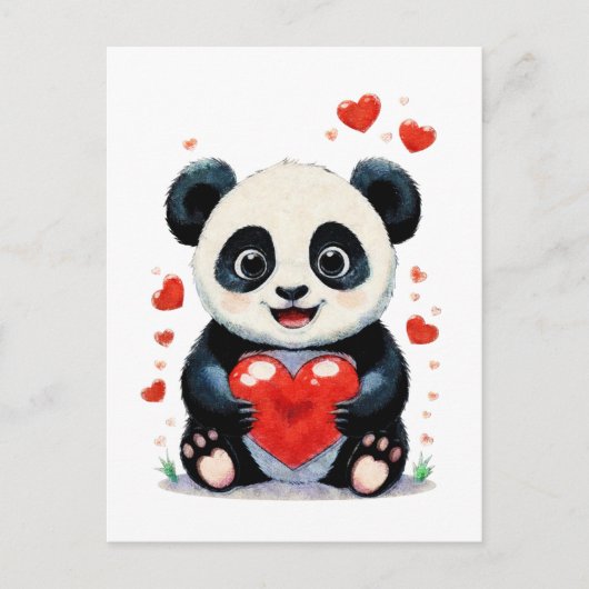 Panda met een hart - Schattig liefdesschilderij Briefkaart (Voorkant)