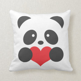 Panda met een hartkussen kussen