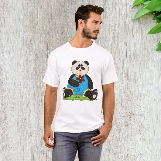 Panda met een Mannen bloemenshirt T-shirt