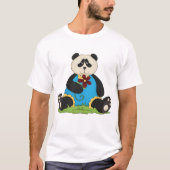 Panda met een Mannen bloemenshirt T-shirt (Voorkant)