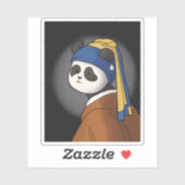 Panda met een Parel Oorbel Vermeer Grappig Sticker (Vel)