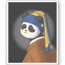 Panda met een Parel Oorbel Vermeer Grappig