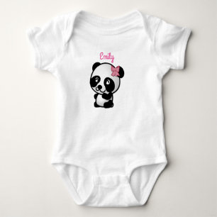 Panda met een roze Baby Onesy Romper