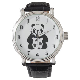Panda met een voetbal horloge