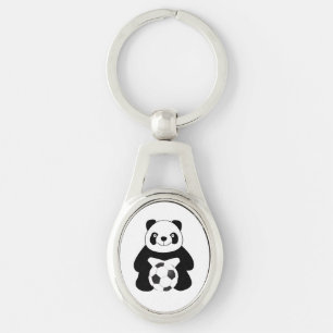 Panda met een voetbal sleutelhanger