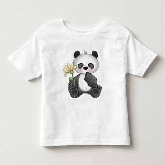 Panda met gele bloem kinder shirts (Voorkant)