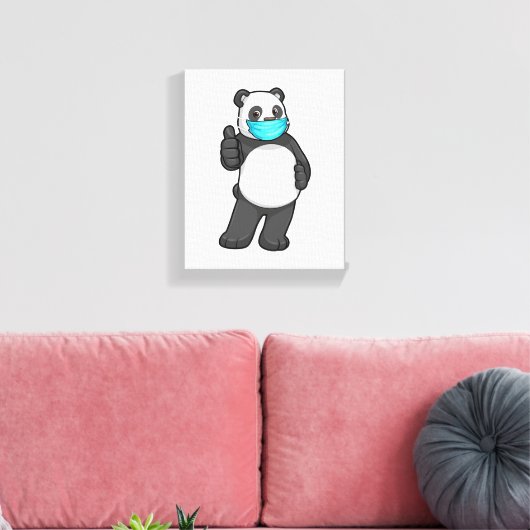 Panda met gezichtsmasker canvas afdruk (Insitu (Woonkamer))