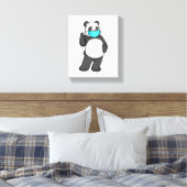 Panda met gezichtsmasker canvas afdruk (Insitu (Slaapkamer))