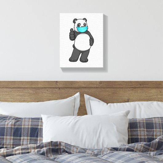 Panda met gezichtsmasker canvas afdruk (Insitu (Slaapkamer))