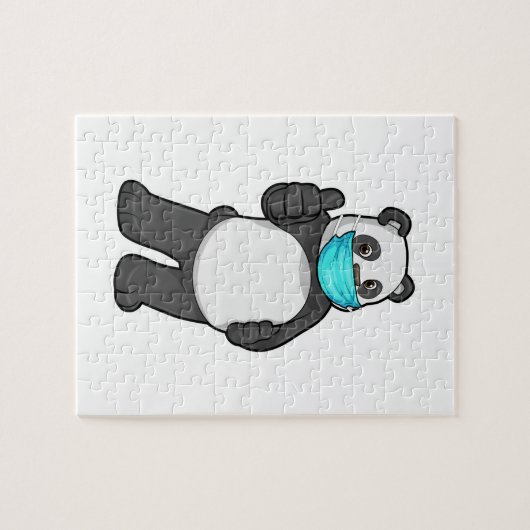 Panda met gezichtsmasker legpuzzel (Horizontaal)