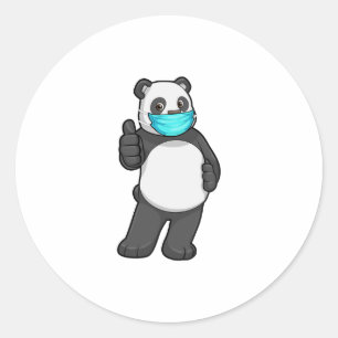 Panda met gezichtsmasker ronde sticker