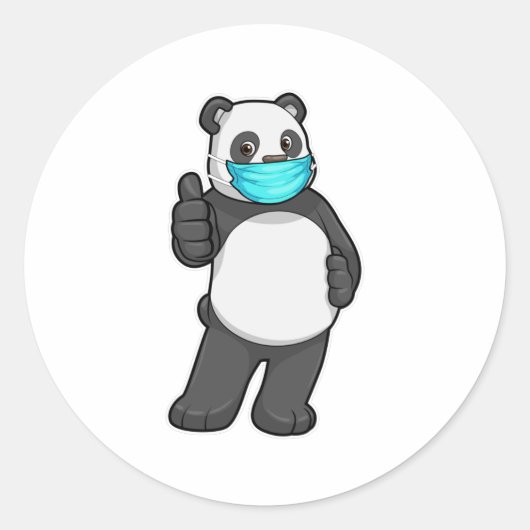 Panda met gezichtsmasker ronde sticker (Voorkant)