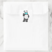 Panda met gezichtsmasker vierkante sticker (Tas)