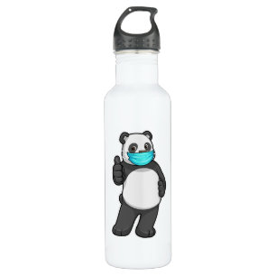 Panda met gezichtsmasker waterfles