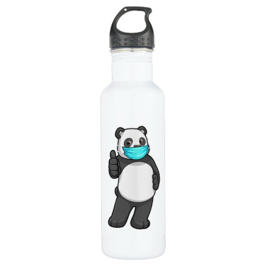 Panda met gezichtsmasker waterfles  (Voorkant)