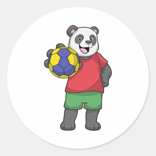 Panda met Handbalsport Ronde Sticker (Voorkant)