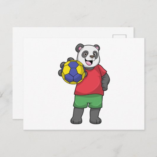 Panda met Handbalsporten Briefkaart (Voorkant / Achterkant)