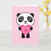 Panda met hart, Gelukkig Valentijnsdag kaart (Gele Bloem)