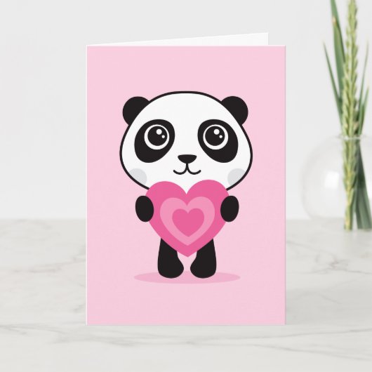 Panda met hart, Happy Valentijnsdag kaart (Voorkant)