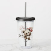 Panda met Hartballonnen Acryl Drinkbeker (Voorkant)