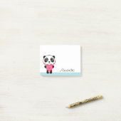 Panda met hartgepersonaliseerde naam post-it® notes (Op bureau)