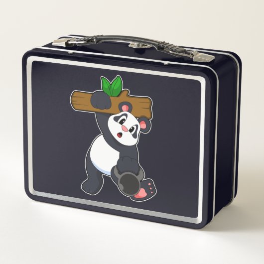 Panda met hout op sterktetraining (Achterkant)