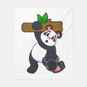 Panda met hout op sterktetraining fleece deken (Voorkant)