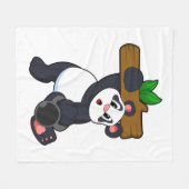 Panda met hout op sterktetraining fleece deken (Voorkant (Horizontaal))