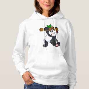 Panda met hout op sterktetraining hoodie