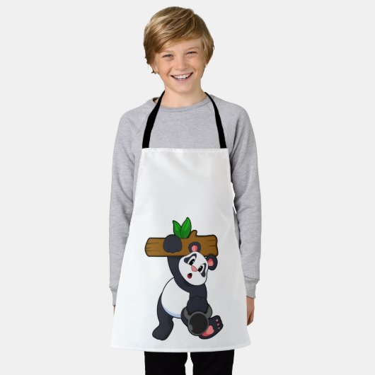 Panda met hout op sterktetraining schort (Gedragen)