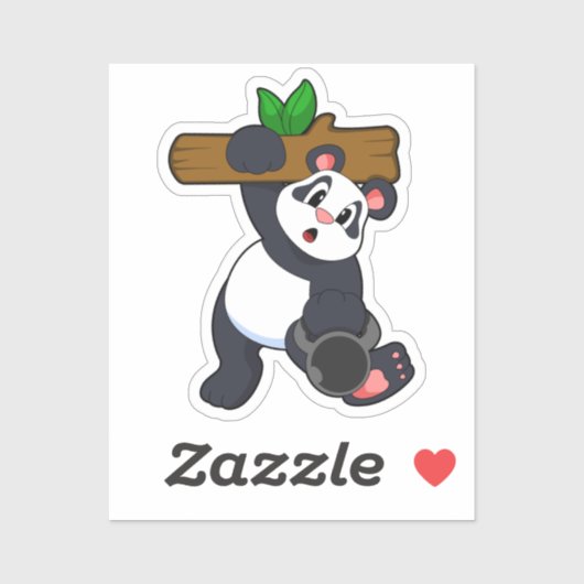 Panda met hout op sterktetraining sticker (Vel)