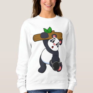 Panda met hout op sterktetraining trui