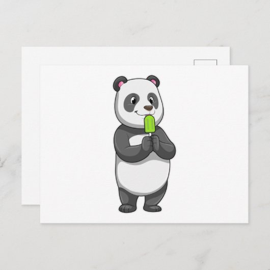 Panda met ijslolly briefkaart (Voorkant / Achterkant)