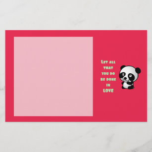 Panda met Inspirerend liefdescitaat Briefpapier