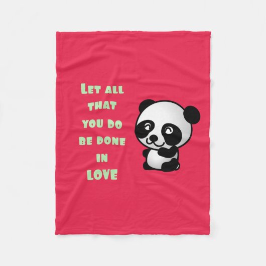 Panda met Inspirerend liefdescitaat Fleece Deken (Voorkant)