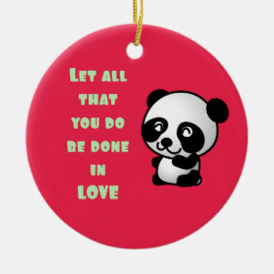 Panda met Inspirerend liefdescitaat Keramisch Ornament