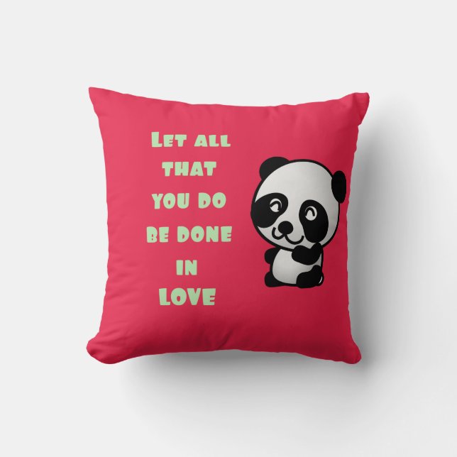 Panda met Inspirerend liefdescitaat Kussen (Voorkant)