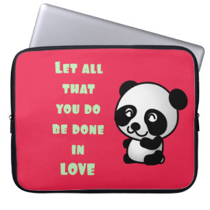 Panda met Inspirerend liefdescitaat Laptop Sleeve